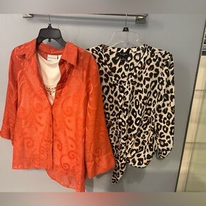 Bundle Nu Options Leopard Print Blouse and Alfred Dunner Tank and Shirt Combo